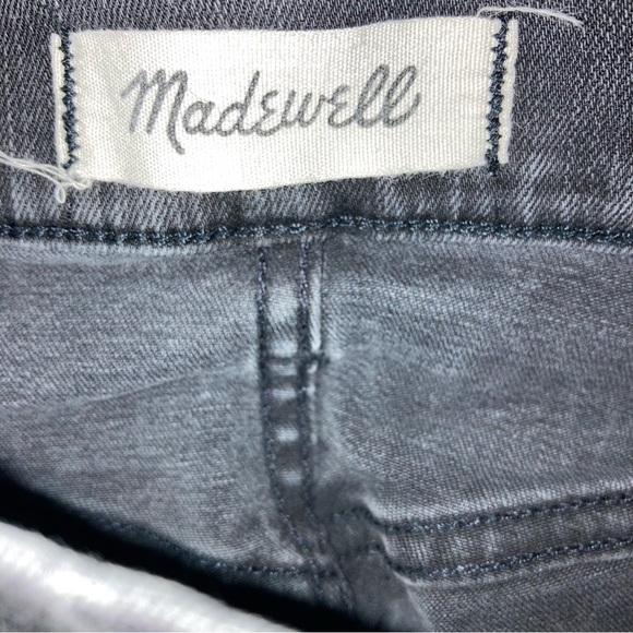 Madewell 9” High Riser Skinny Skinny Black Distressed Jeans Raw Hem Size 25 - Picture 9 of 10